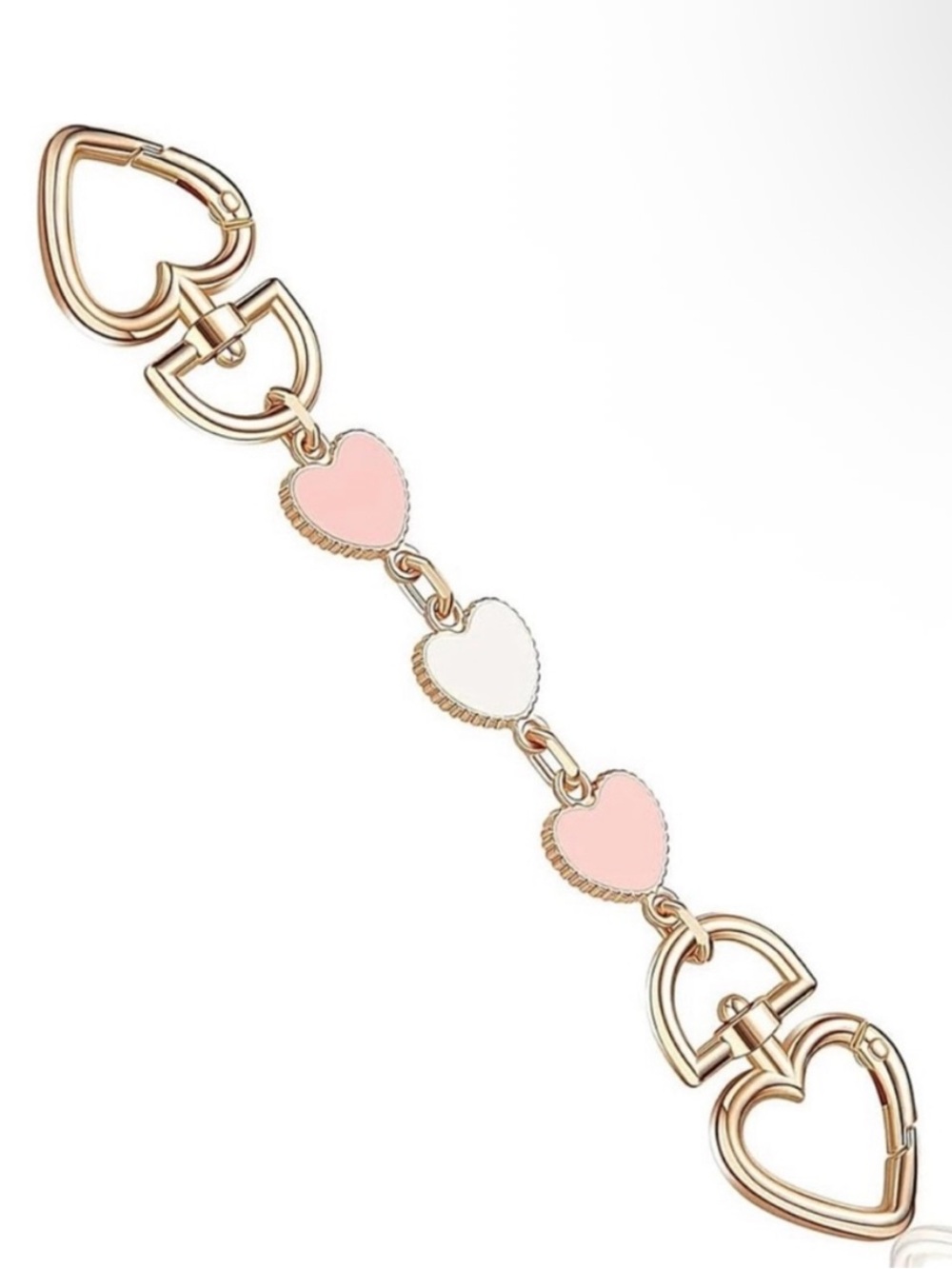 Pink and White Heart Bag Extender